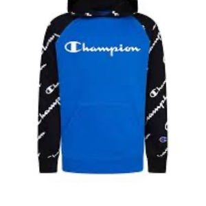 Like New Champion Big Boys Diagonal Script Raglan Fleece Hoodie size M